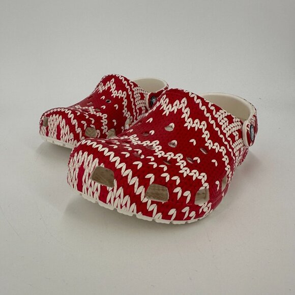 Crocs Adult Classic Clogs Women's 5 Men's 3 Red Holiday Sweater Slip-on Shoes J2 - Picture 7 of 10